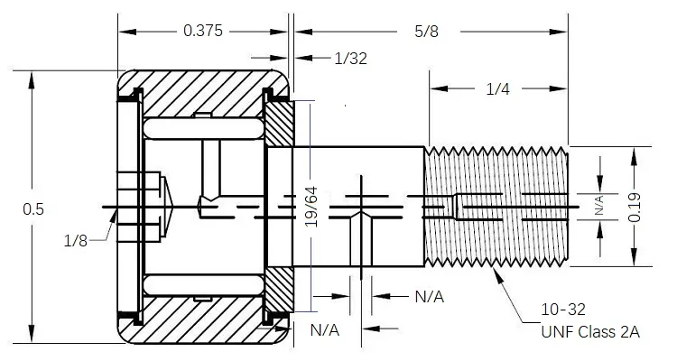 Drawing CF12 SB Cam Follower Tracker Roller Bearing-1